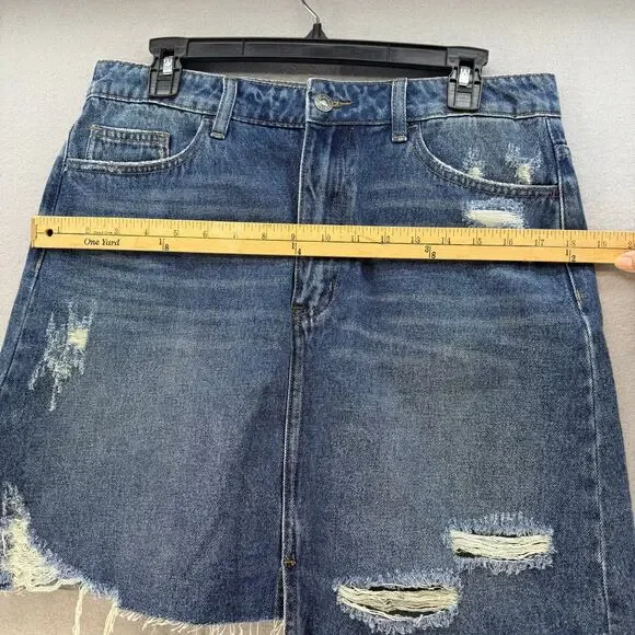 Vervet Denim Skirt Women's L Blue Claudia Raw Hem Mini Skirt Preppy Summer NWT - Picture 7 of 9